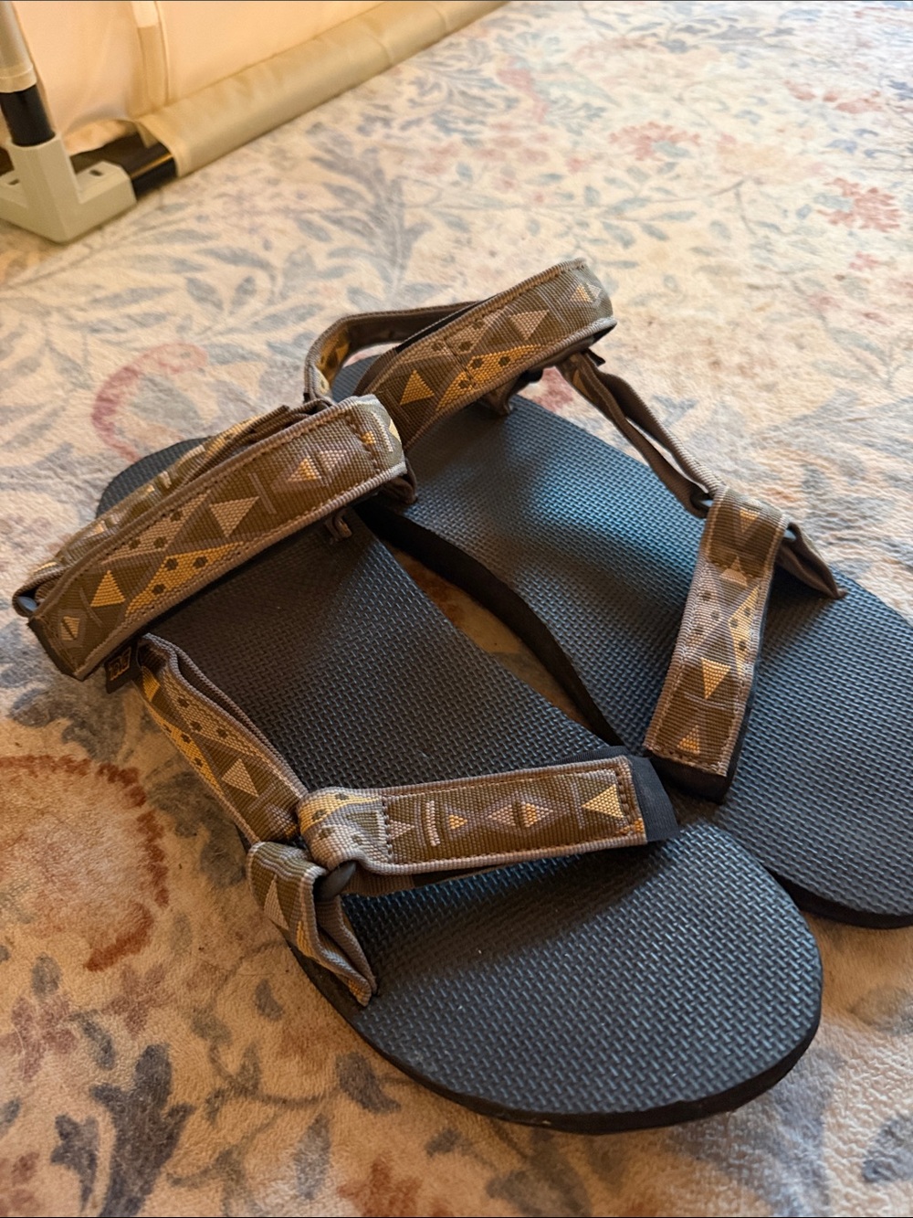 Teva Brown and Black Geometric Strap Men's Sandals